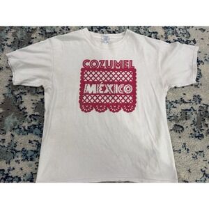 Yazbek Cozumel Mexico White Pink T-Shirt Adult‎ Large